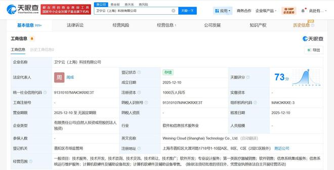 衛(wèi)寧健康成立衛(wèi)寧云科技公司，注冊資本1000萬加碼數(shù)字醫(yī)療